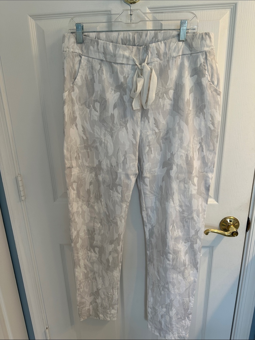 carré noir White Drawstring Pants Made in Italy Size Large